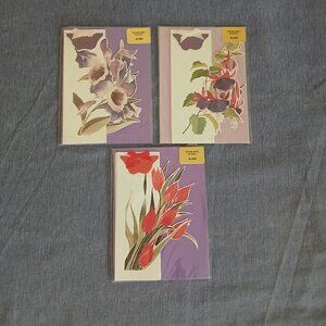 Second Nature Floral Greeting Cards: Message under butterfly Blank New x 3